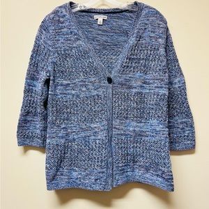 Croft & Barrow Size M Women's Periwinkle Blue 3/4 sleeve Cardigan Easter Sweater